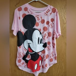 Pink Disney Mickey Mouse T-Shirt - Mickey Head & Classic Mickey Print - Size XXL